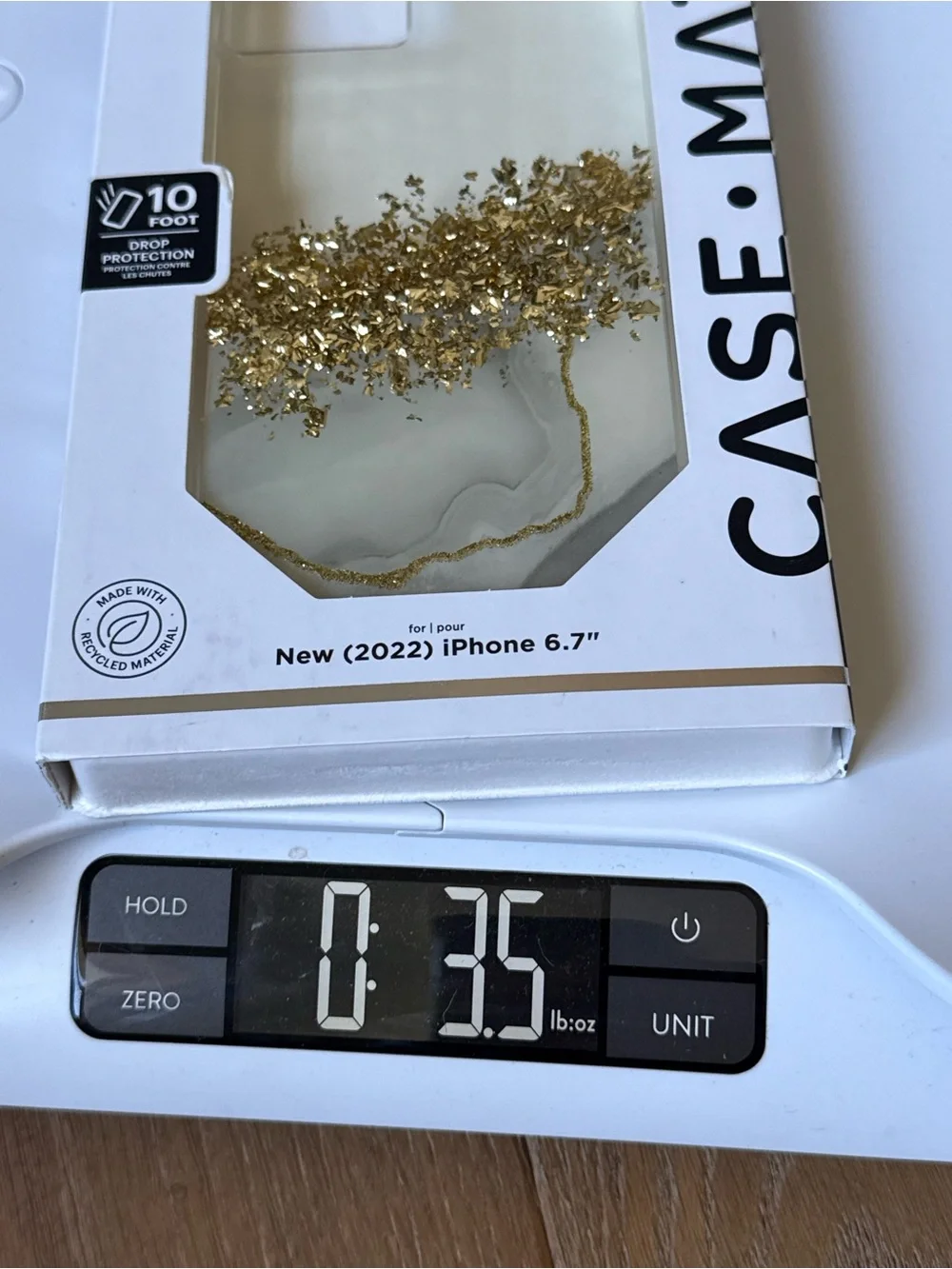 New CASE-MATE Gold Glitter Marble Phone Case for iPhone 6.7